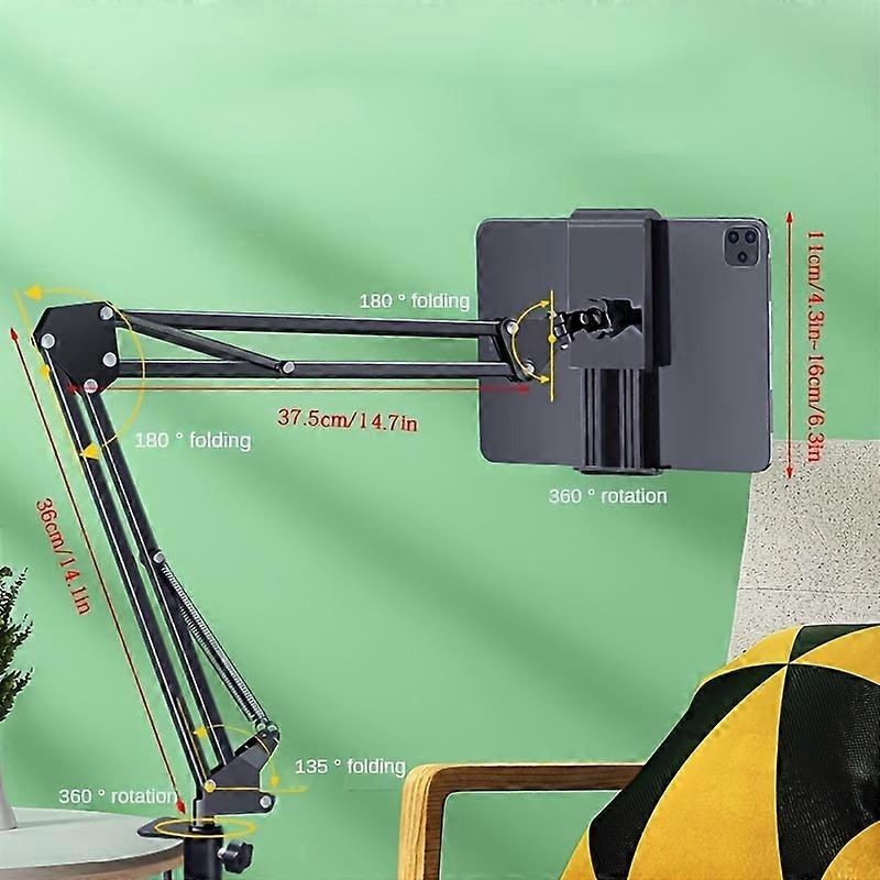 Tablet Stand Holder, Adjustable Desktop Tablet Holder Mount Foldable Phone Stand With 360 Swivel Phone Clamp Mount Holder, Stable Tablet Stand For IPa