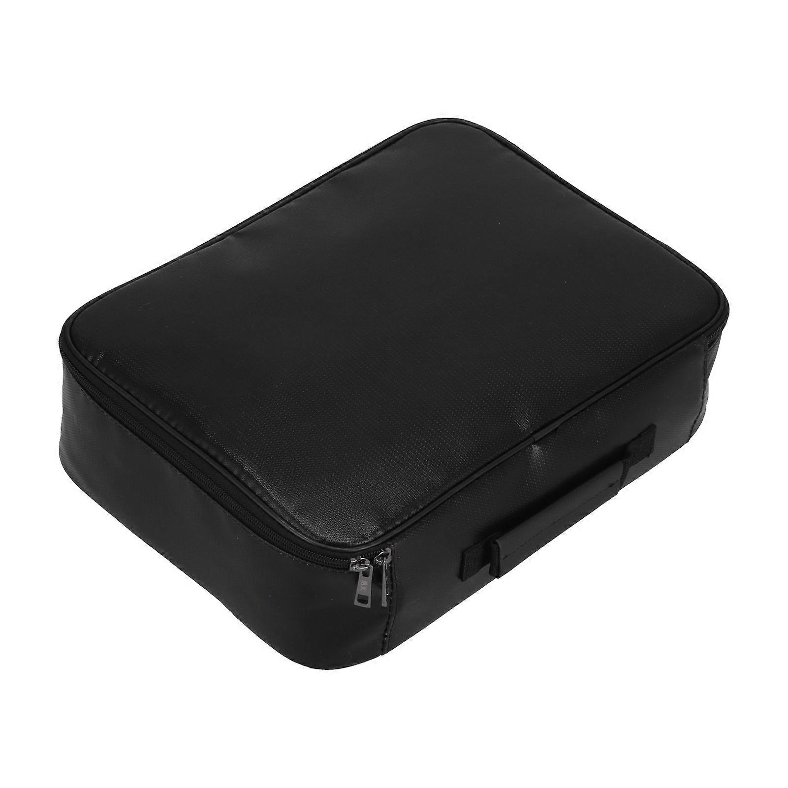 Black Large Waterproof Fireproof Document Bag Portable Multi-Layer File Organizer for Home and Travel