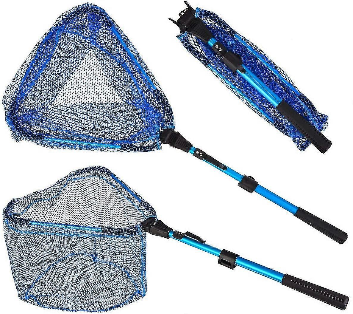 fong portable fishing landing net foldable collapsible telescopic aluminum pole handle and safe fish catching or rele