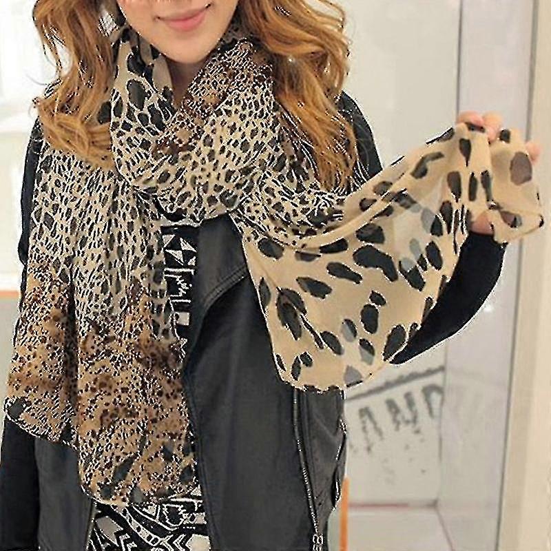 Womens Leopard Print Scarf Shawl Travel Long Soft Sarong Wrap Stole