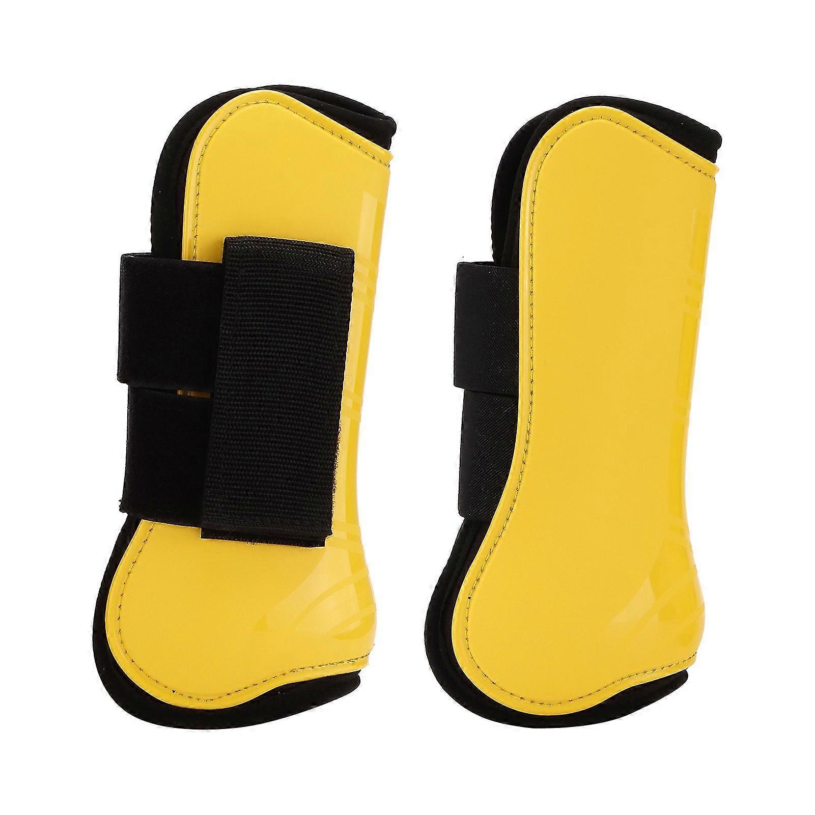 XL Yellow Horse Tendon Boots - Set of 2 Front Leg Boots (4 PCS) - Protective Comfortable and Adjustable for Horse Jumping