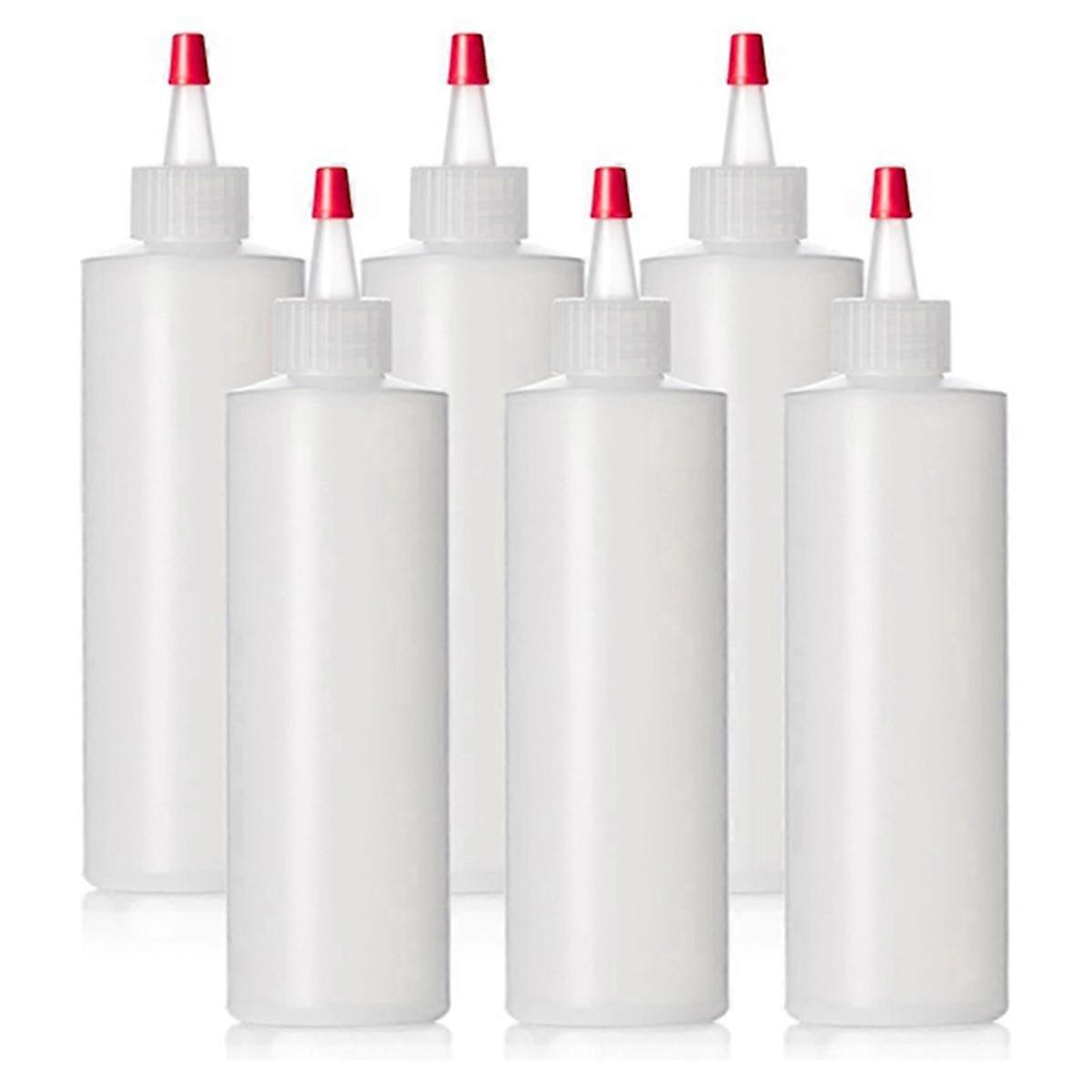 250ML Plastic Squeeze Condiment Bottles, Red Yorker Cap, Free, Dispensing Bottles, Pack of 6
