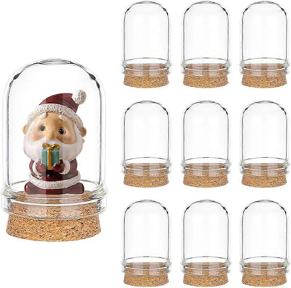 10pcs Cloche Bell Jar Display Dome with Cork Base 8ml Mini Glass Bottles Dome Decorative Jars Display Case for Flower Storage Home Christmas Party Fav