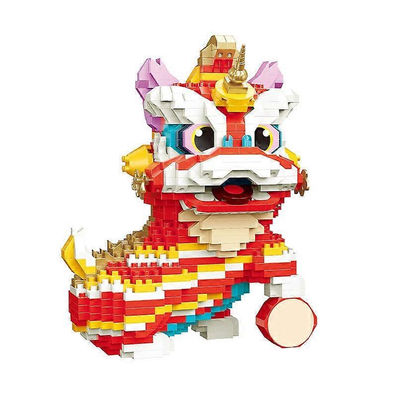 Creative Series Chinese Style Lion Dance Ornaments Toy, Creative Assembled Building Blocks Small Particle Assembled ToysBlack Remote Control Robots