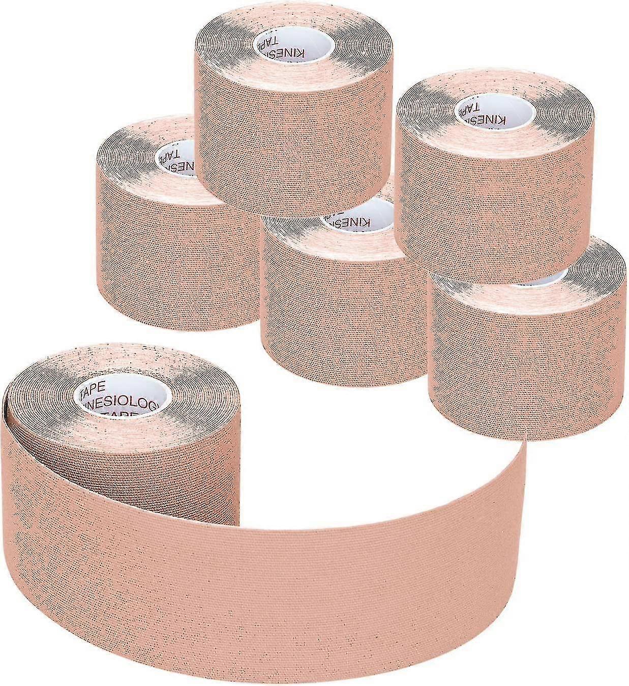 Nastro per esercizi muscolari Elastico traspirante impermeabile 5 cm * 5 m (nero, 6 rotoli) (h-2)