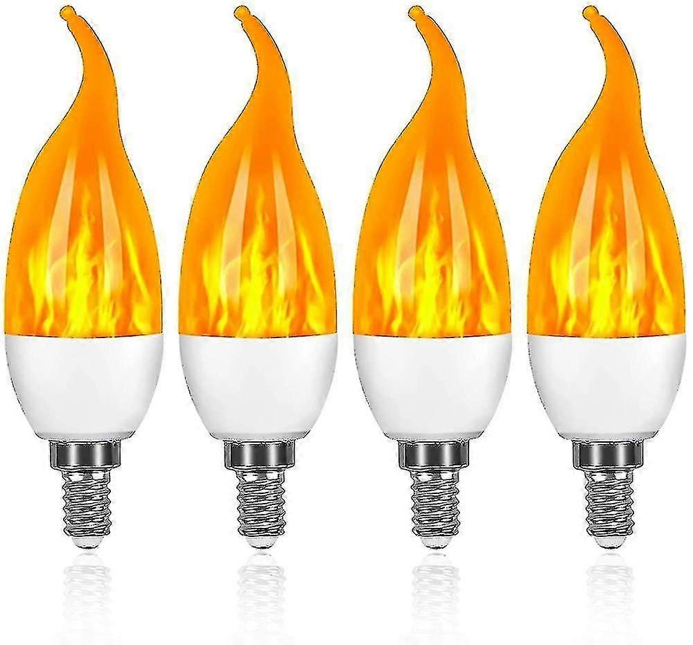 2023 - 4 Pack 3w E14 Led Light Bulb Flame Effect Light Bulb With 3 Lighting Modes Decorative Light B
