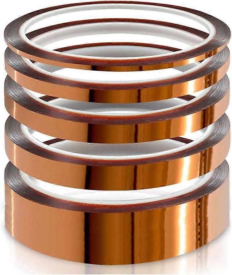 5Pcs Polyimide Film Adhesive Tape, Heat Resistant Tape, for 3d Printer, Masking, Soldering, Circuit Board Insulation (12/18/