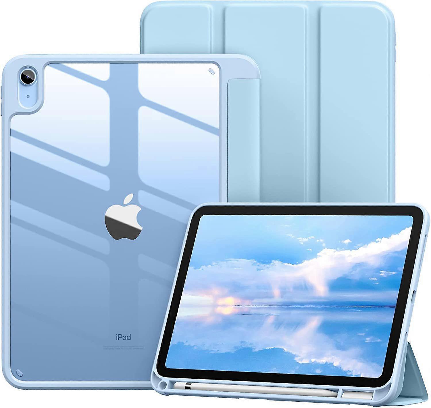 Case for iPad 10th Generation, 2022 iPad 10.9 Model, Soft TPU Case for iPad 10, Cover with Apple Pencil Holder, Transparent Back, Auto Wake/Sleep