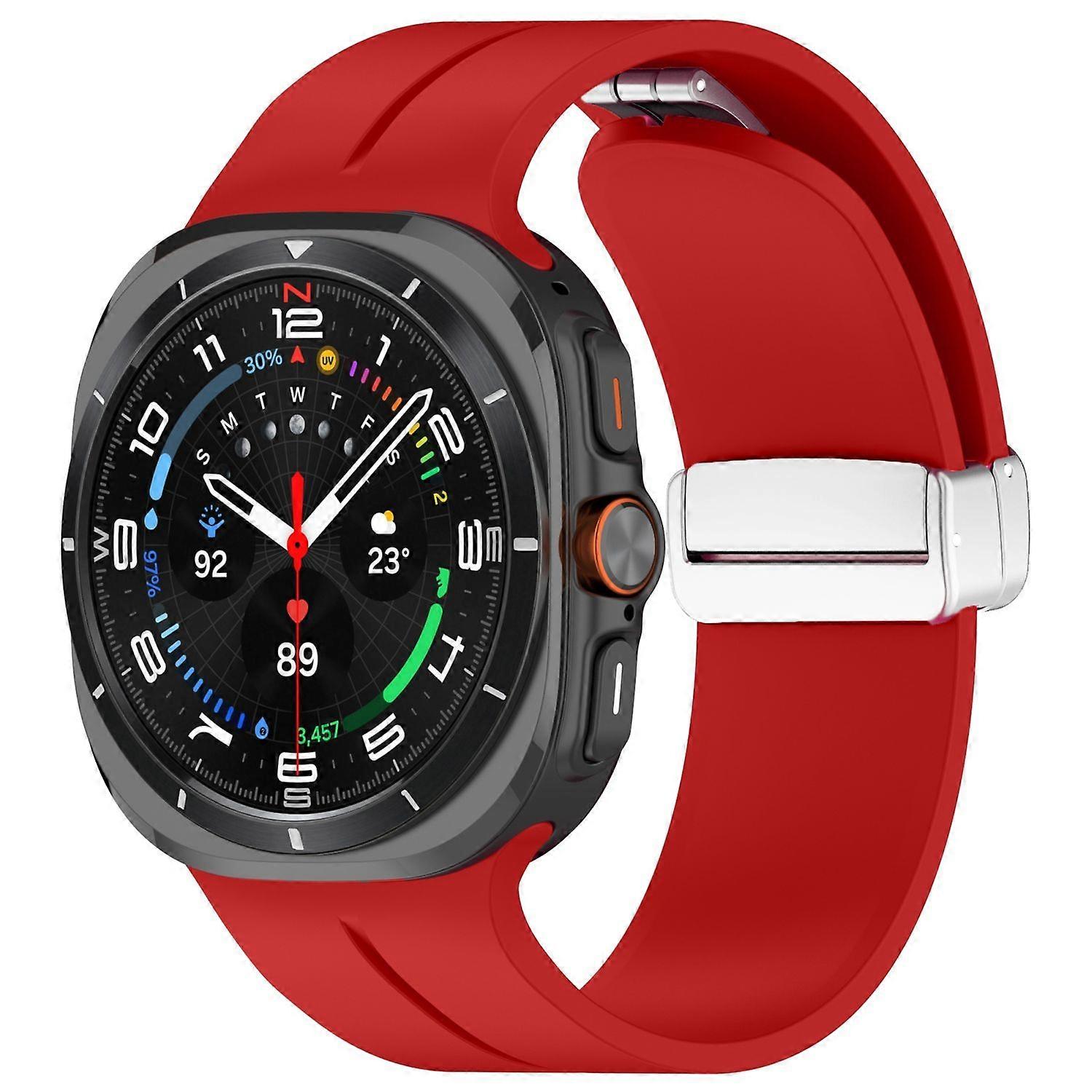 For Samsung Galaxy Watch Ultra 47mm Silicone Magnetic Bracelet Red