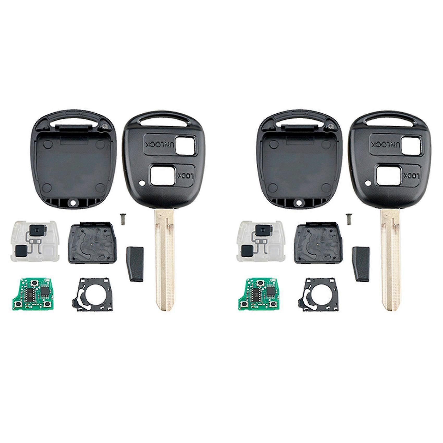 2x Car Smart Remote Key 2 Buttons 4c Chip Car Key Fob Fit For Corolla 2001-2007 304mhz