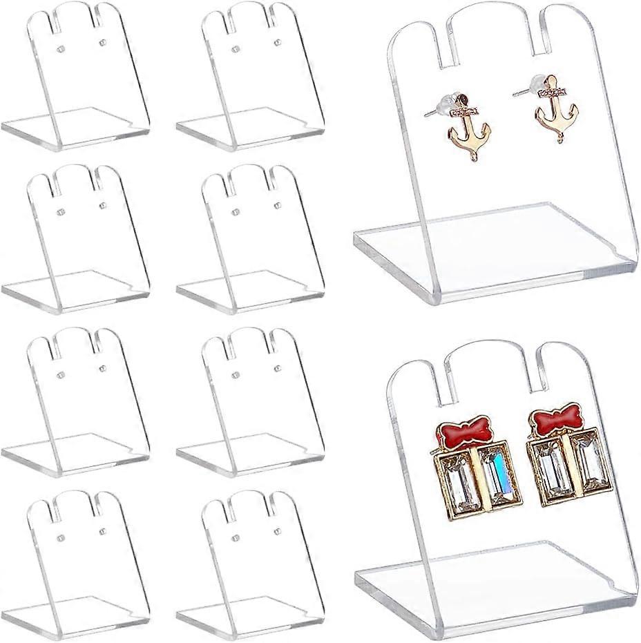 Acrylic Slant Bacl Earring Display Stands L-Shaped Clear 4x4.7x4.7cm
