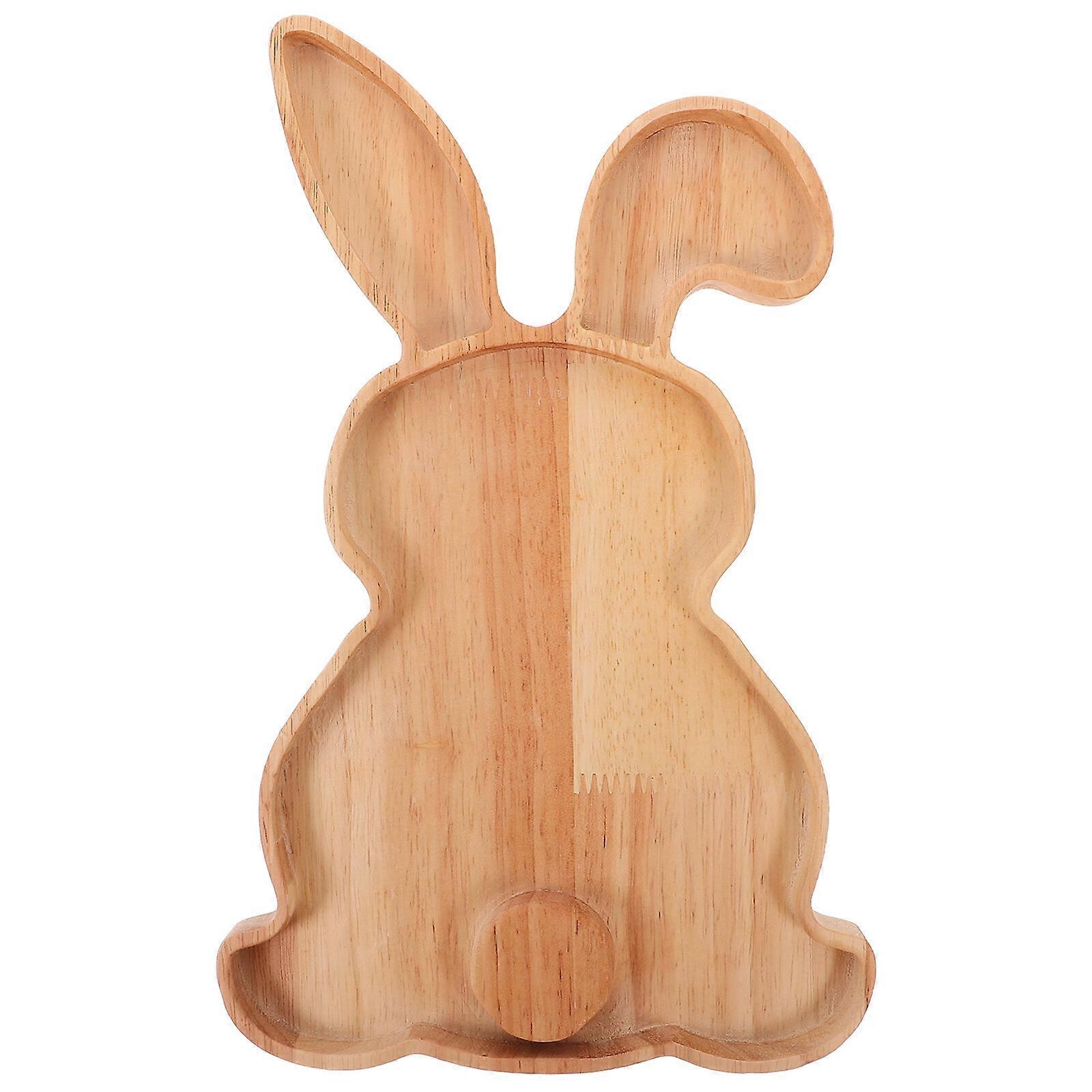 Pasqua Coniglio di Legno Piatto Adorabile Vassoio di Legno Snack Vassoio di Frutta per Feste Vacanze Cene