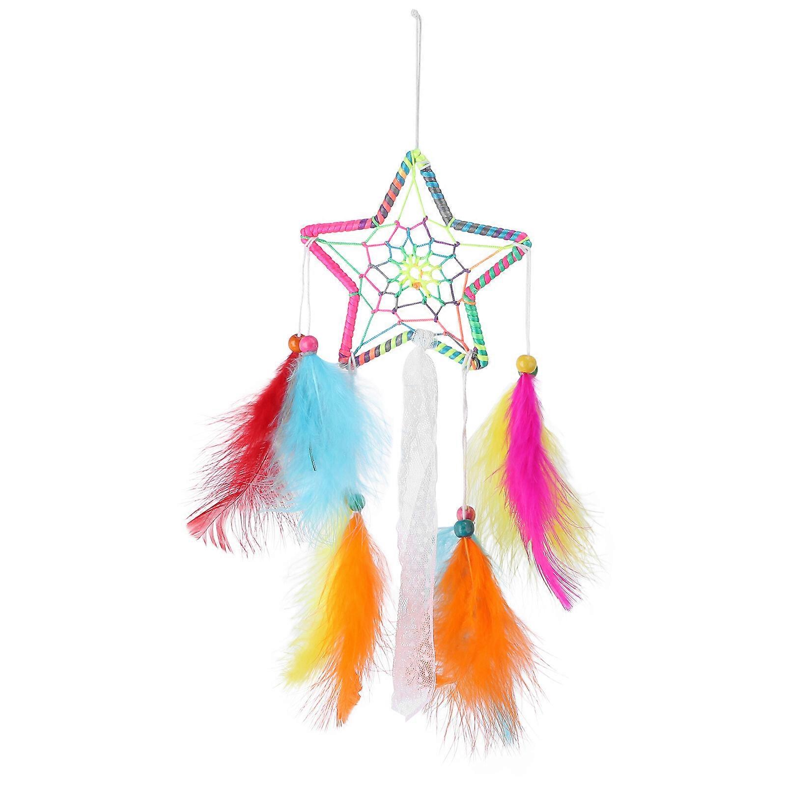 1 Stück Traumfänger-Netzdekor, bunter Pentagramm-Anhänger, Heimdekoration (bunt)