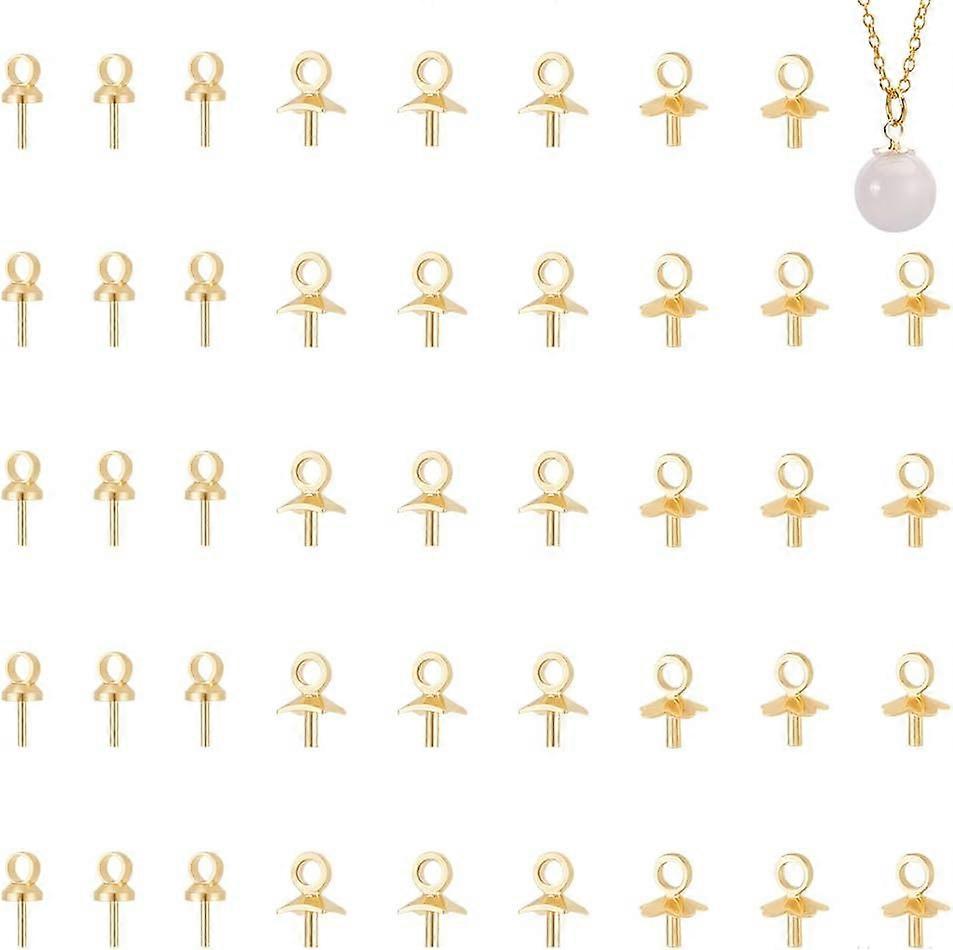 60pcs 24K Gold Plated Eye Pin Bails Cup Brass Screw Eye Pin Bail Peg Charm Connector Findings Pendant Bails Pendant End Caps Bead Cap Bails Perfect fo