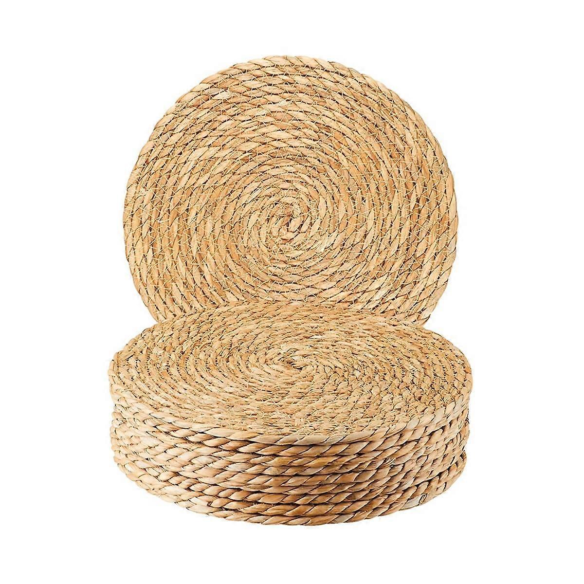 Sets de table tissés ronds ensemble de 10, 12 pouces Boho Rotin sets de table tissés à la main, pour table à manger, maison, mariage