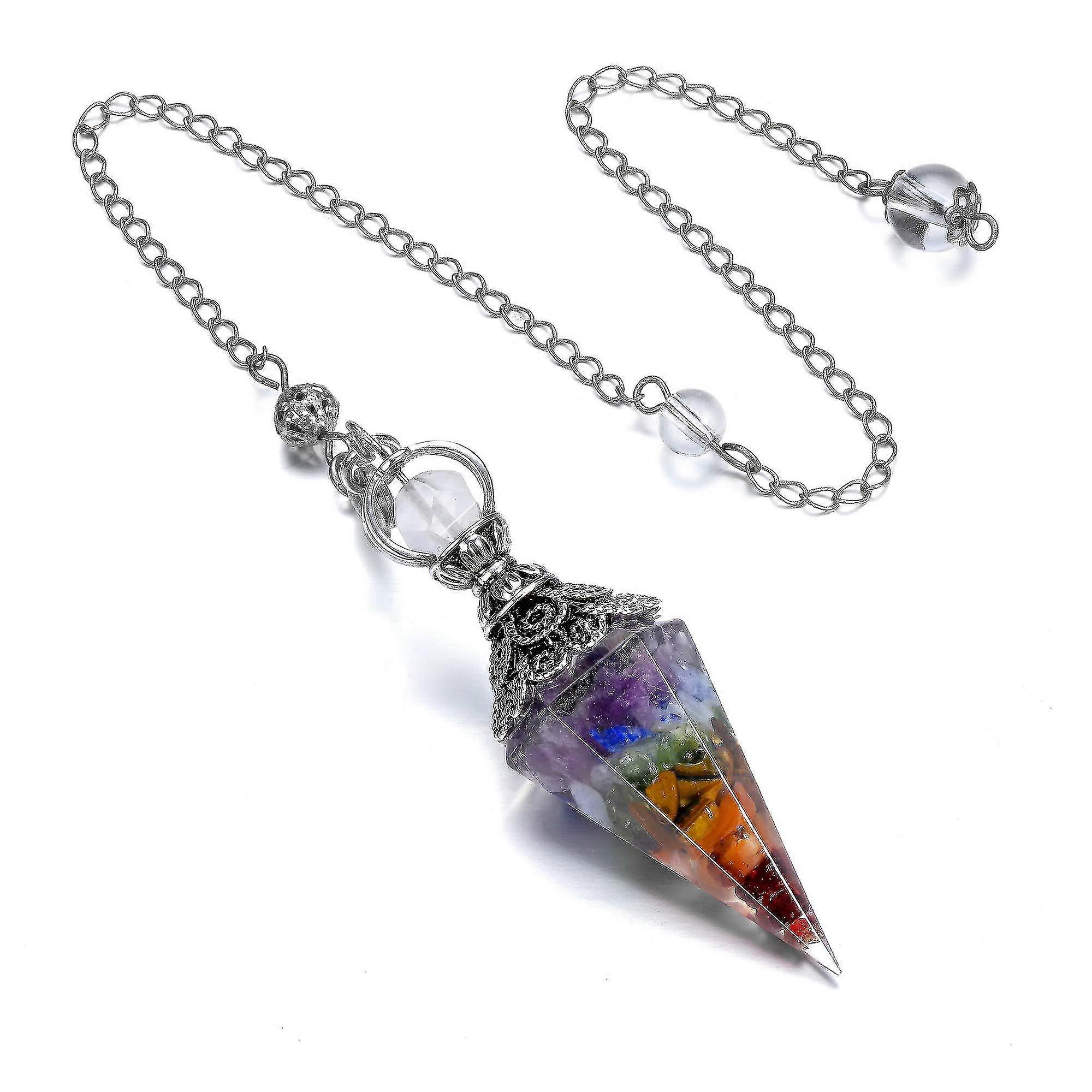 Chakra Crystal Pendulum Hexagonal Reiki Healing Crystal Points Gemstone Dowsing Pendulum-MXBC