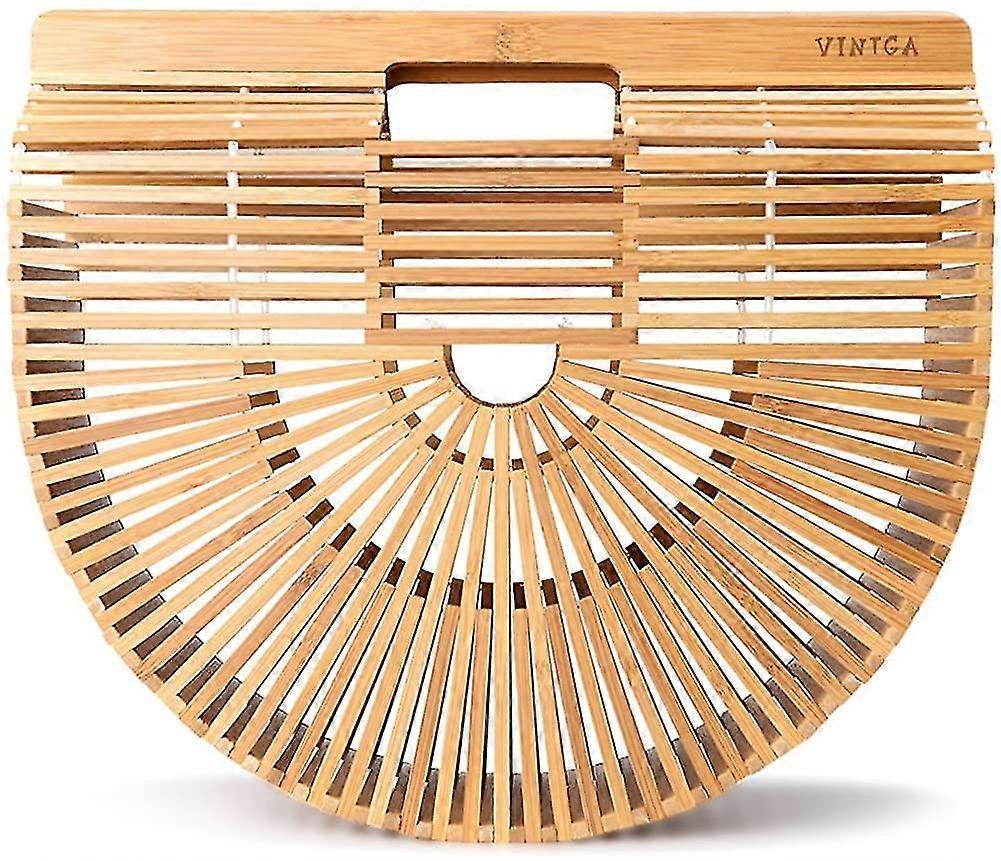 Bambu Väskor För Kvinnor Sommar Straw Väskor Trä Strand Plånböcker Korg Handtag Handväskor-MXBC
