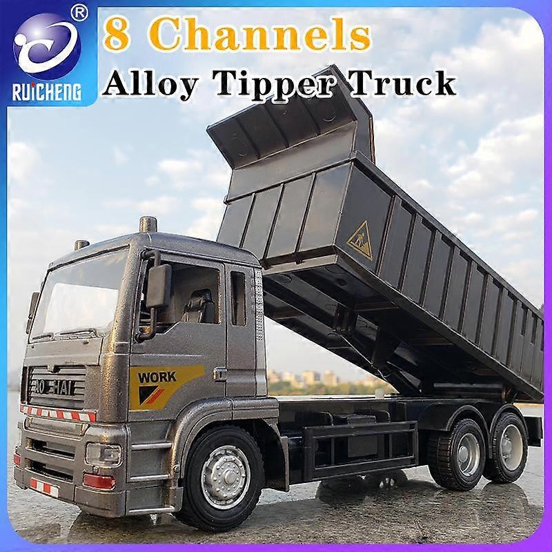 Alloy RC Dump Truck 8-Channel Large-Scale Remote Control Engineering Vehicle Multi-functional Lighting and Sound Simulation