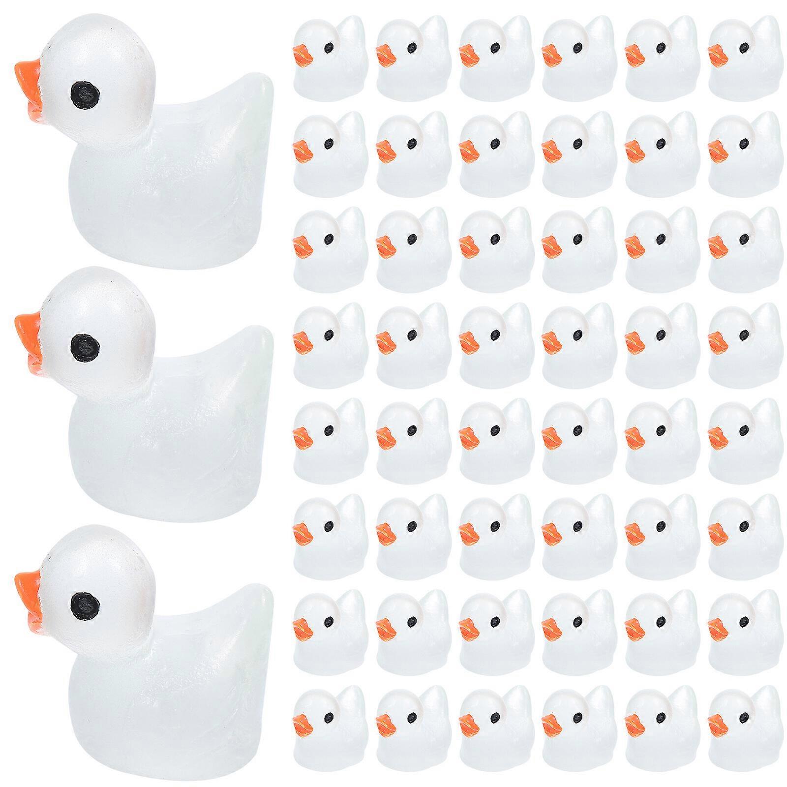 100pcs Mini Duck Figurines Glow In The Mini Resin Duck Figures Miniature Duck Scene Layout Decors