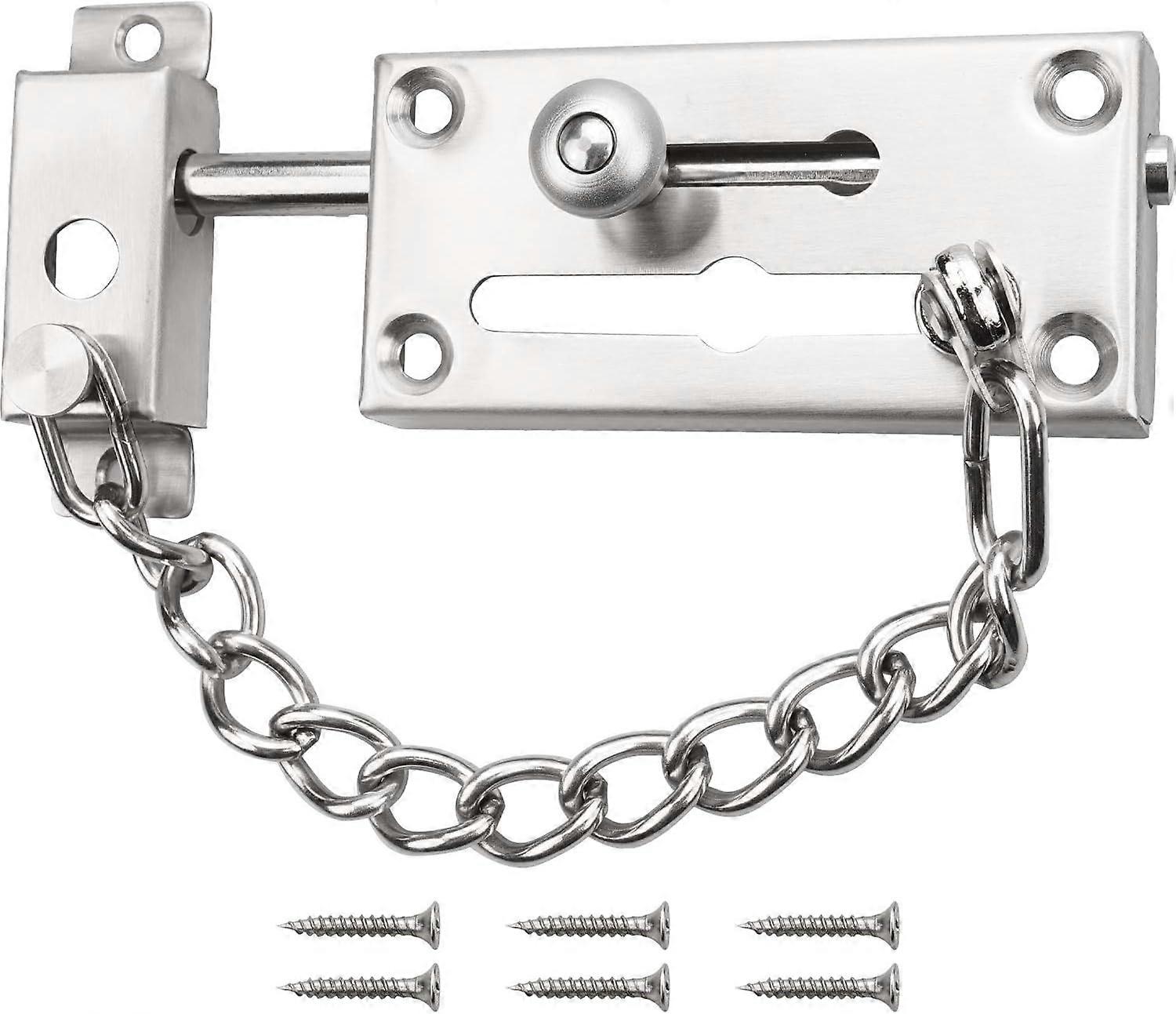 Security Door Chain Lock Latch Anti-Theft Security Lock Chain, Stainless Steel Slide Rail Chain Lock, Inner Door Chain