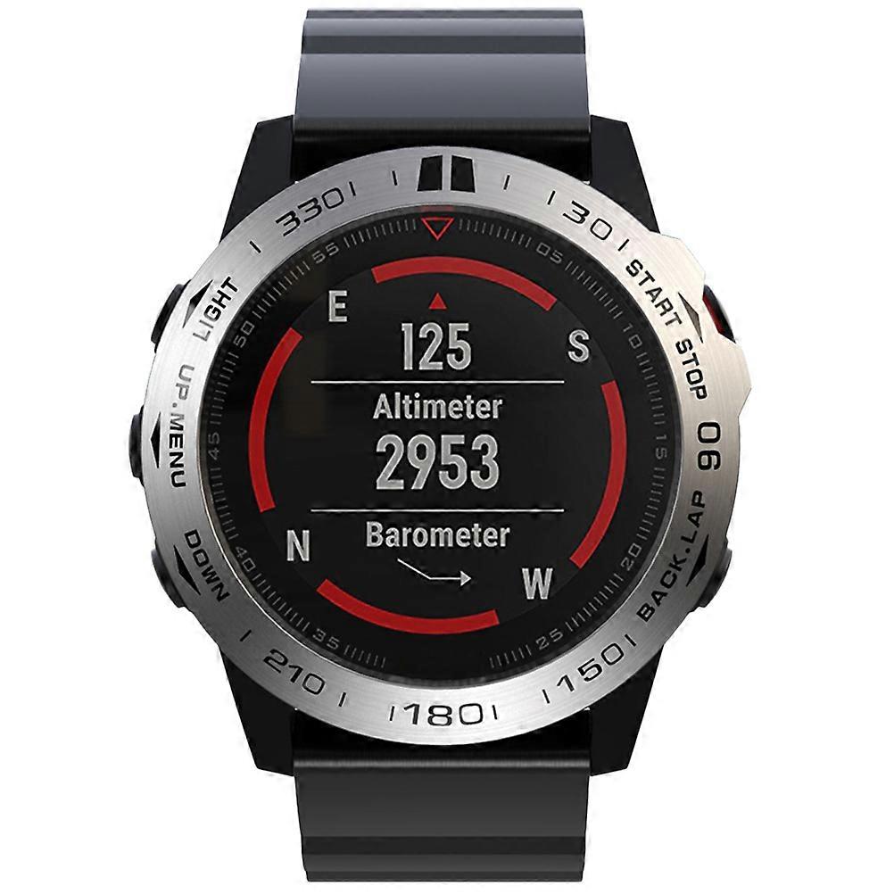 Simple Watch Shell Useful Watch Protective Case Chic Watch Frame Watch Accessories Compatible for Garmin Fenix 5x (Silver Ring, Black Letter)