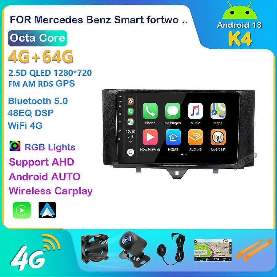 Android 13 For Mercedes Benz Smart fortwo 2006-2015 Car Radio Multimedia Video Player Navigation GPS 2 din 2G + 32G NO dvd 2DIN
