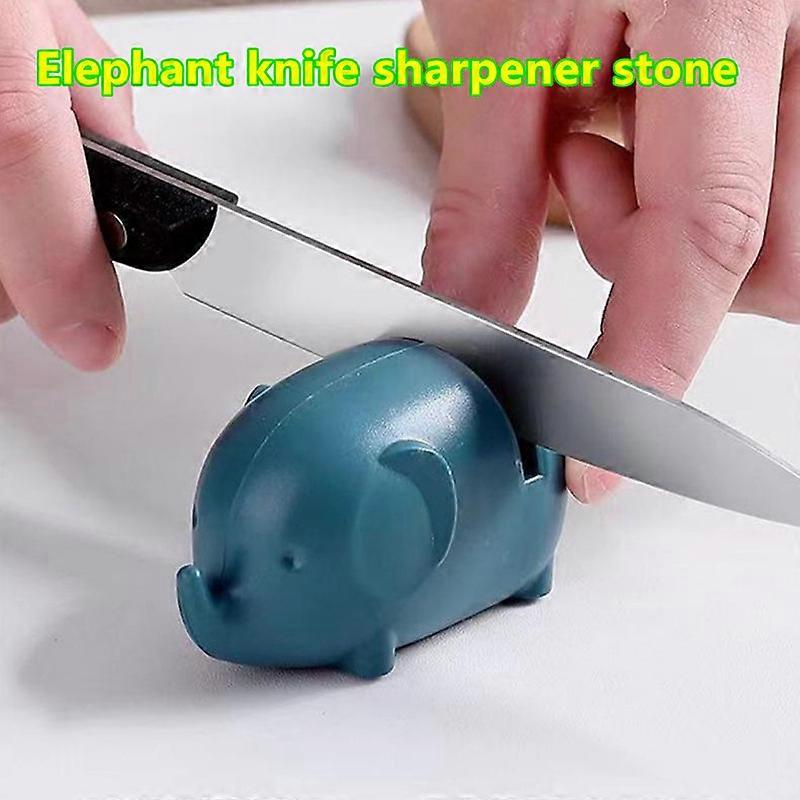 2pc Multifunction Cartoon Elephant Shape Design Mini Professional Knife Sharpener Grindstone Scissors Kitchen Tools Accessories