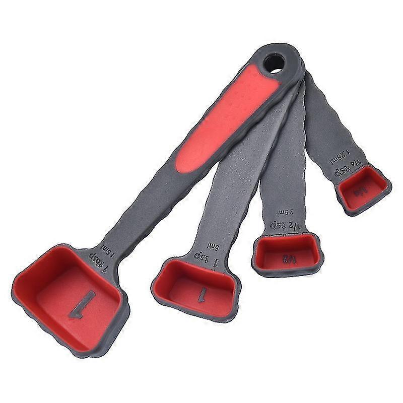 Collapsible Pp Measuring Spoons Condiments Spoon With Scale For 2set-red