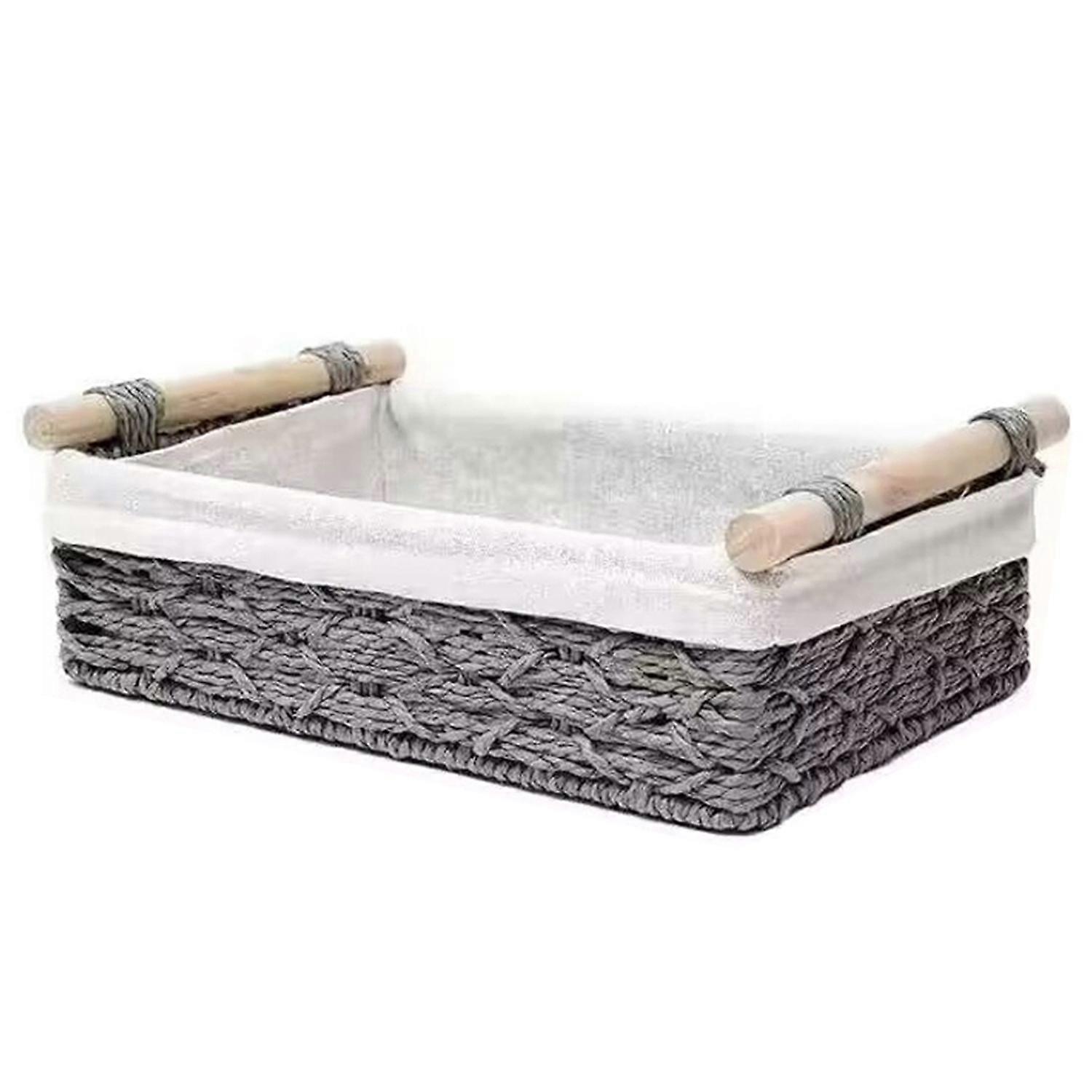 Desktop Storage Basket with Handle Vine Braided Large Capacity Cosmetic Remote Control Pens Keys