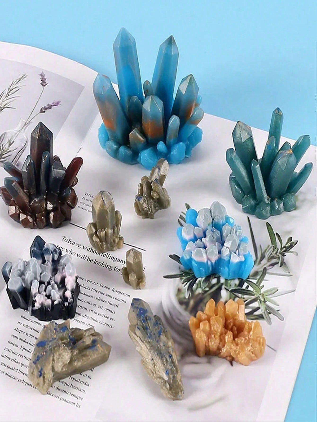 1pc 11 Style Crystal Cluster Silicone Mold, DIY Epoxy Resin Mold
