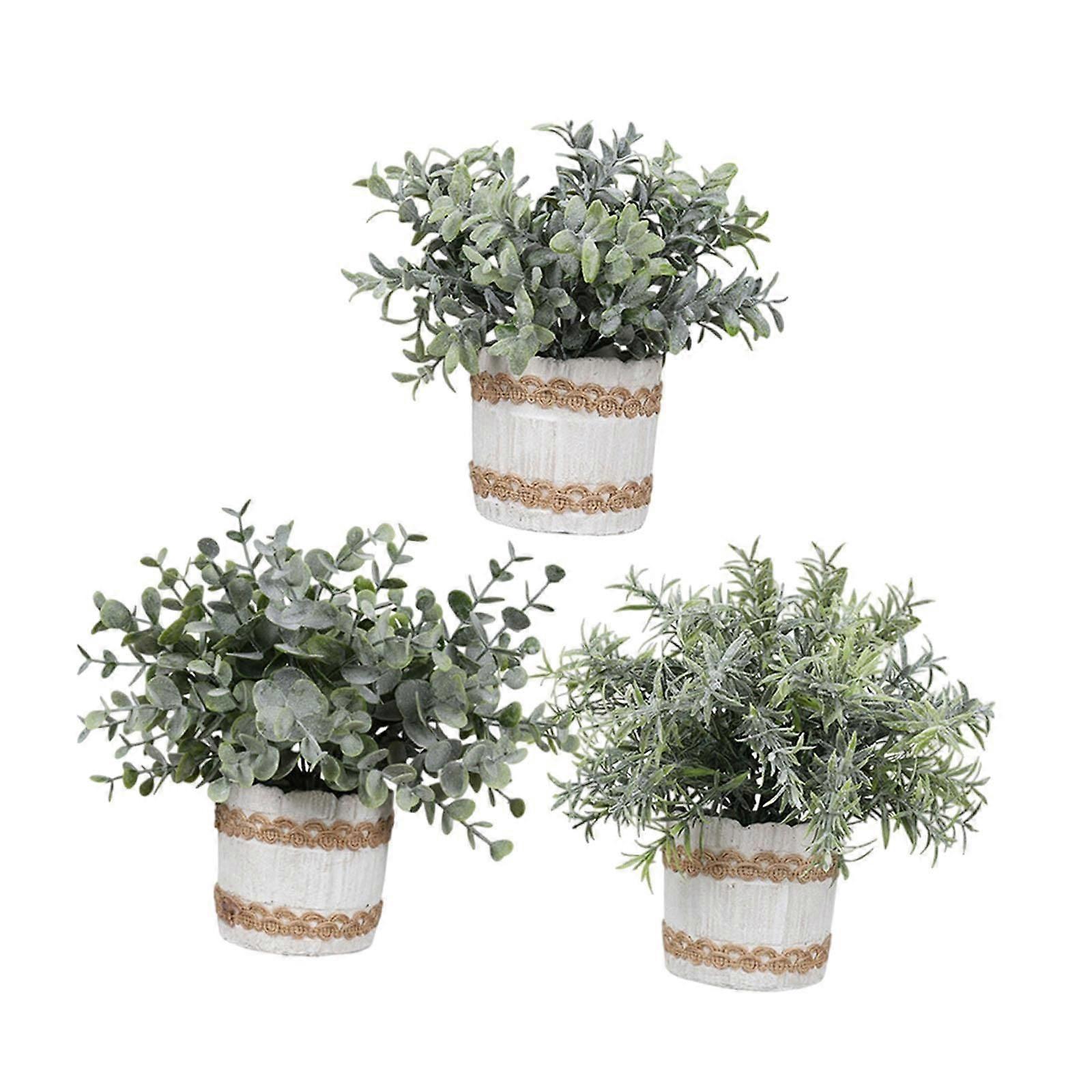 3 stykker små falske planter bordpynt for soverom salongbord hylle stil a