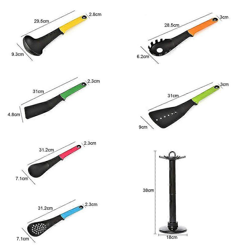 7 Piece Set Nylon Color Handle Kitchenware with Base