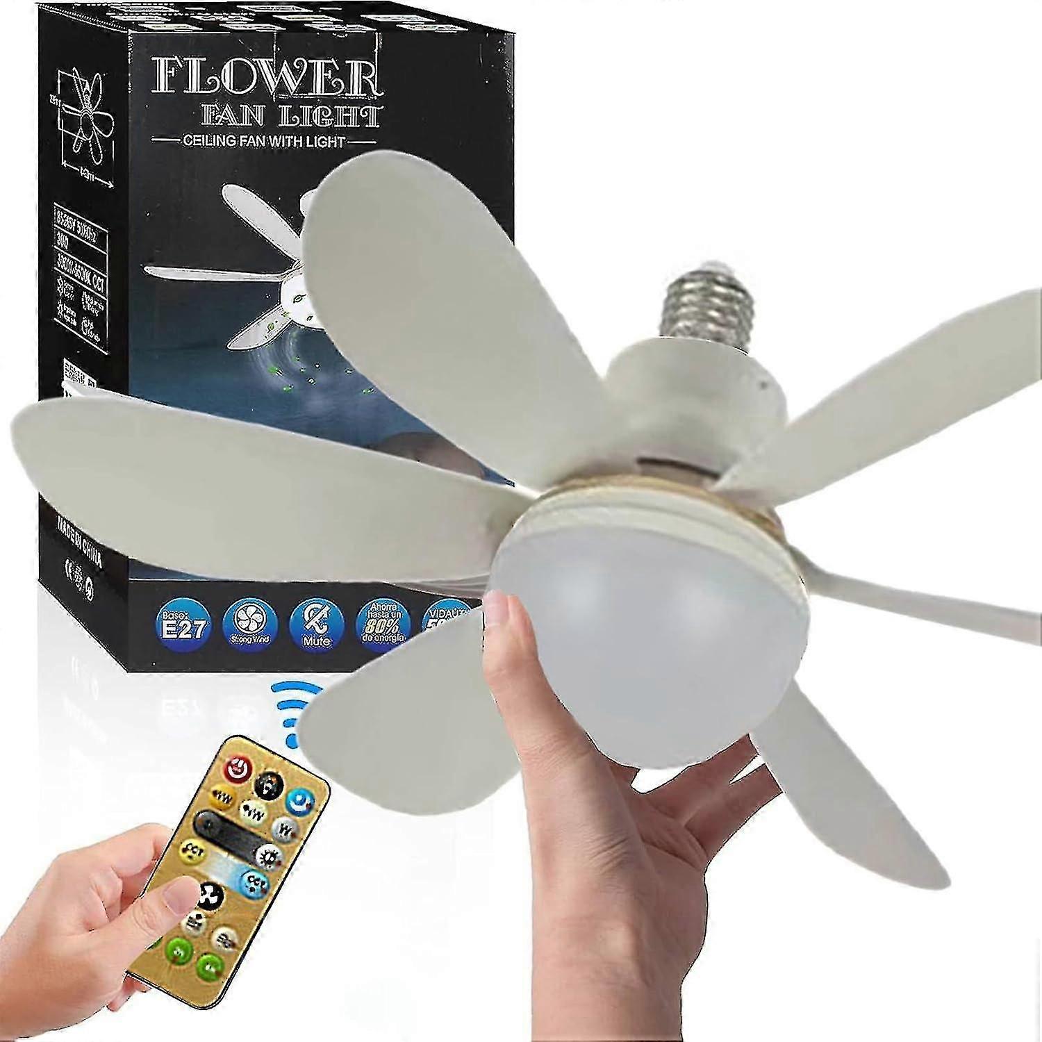 Socket Fan Ceiling Fan With Light And Remote, Socket Fan Light With 3-speed Wind Adjustment, 20.5' Ceiling Fan With Led Light, Summer Home Improvemen