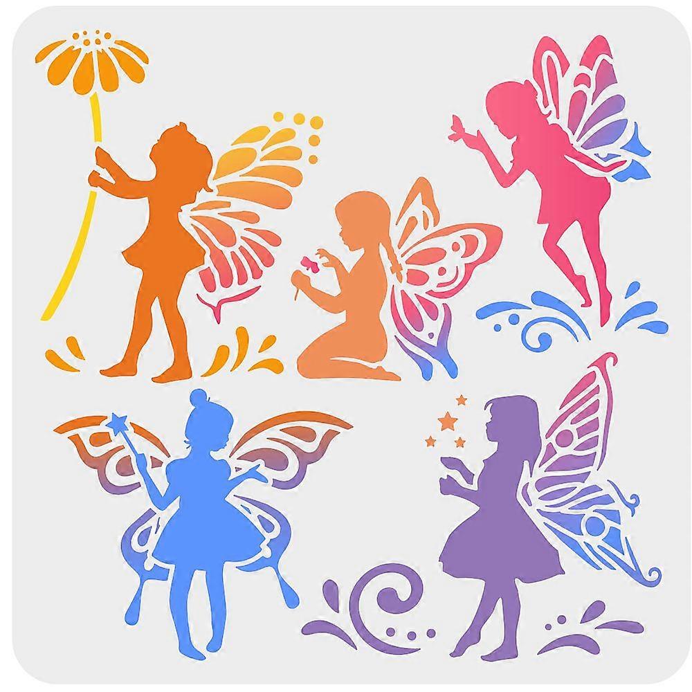 PET Hollow Out Drawing Painting Stencils for DIY Scrapbook Photo Album Angel & Fairy Pattern 30x30cm