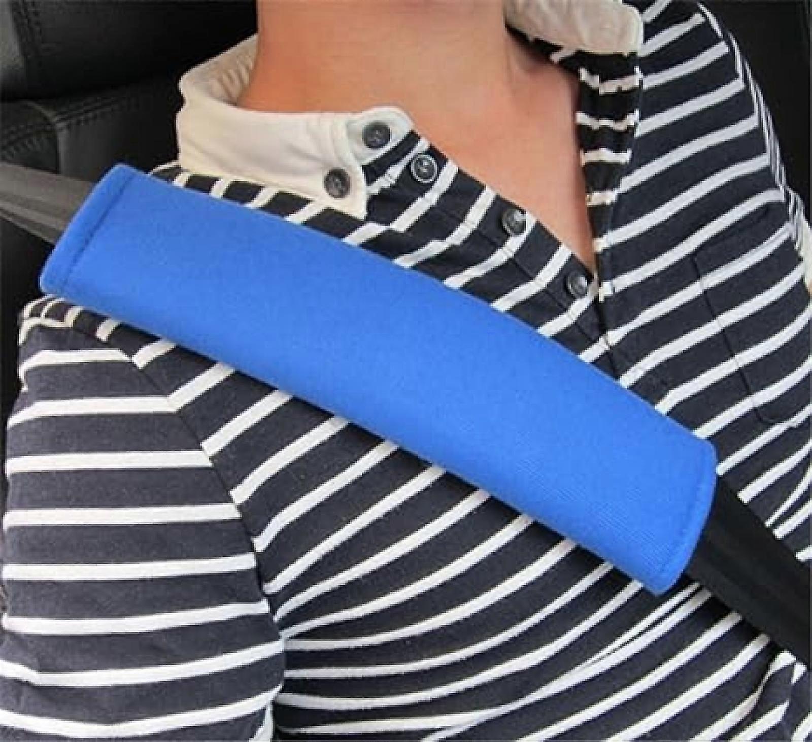 2Pcs Car Plush Seat Belt Shoulder Pad Strap Cover Adjuster Protector Comfortable Driving (Blue)