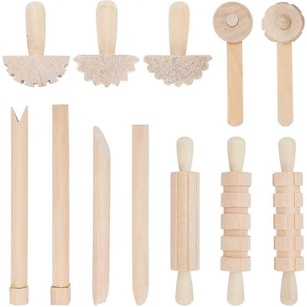 12pcs Clay And Dough Tools Play Accessories Includes Rollers Hammer Party Pack Wood Pottery Tools S