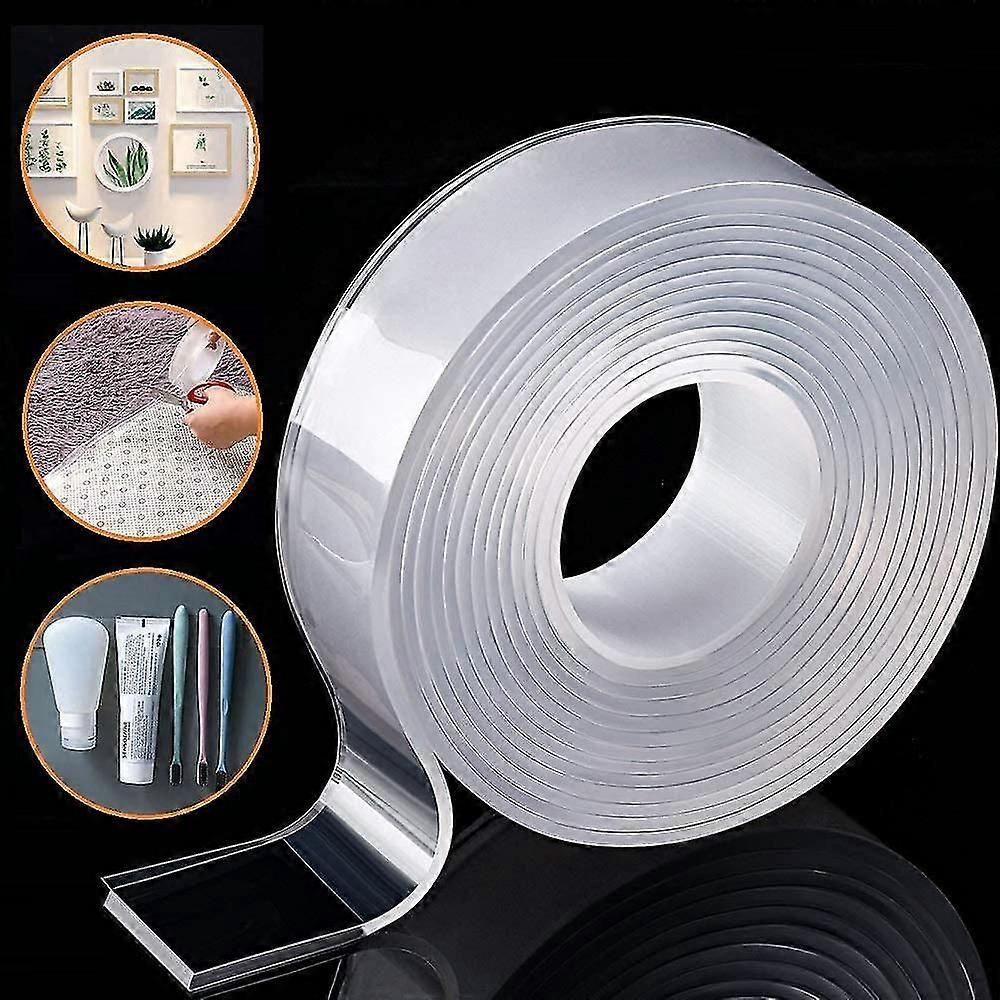 Removabletrless Adhesive Nano Gel Tape, Washable Strong Adsorption Double Sided Clear Silicone Tape For Wall,kitchen,carpet,photo Fixing By Honwal,295