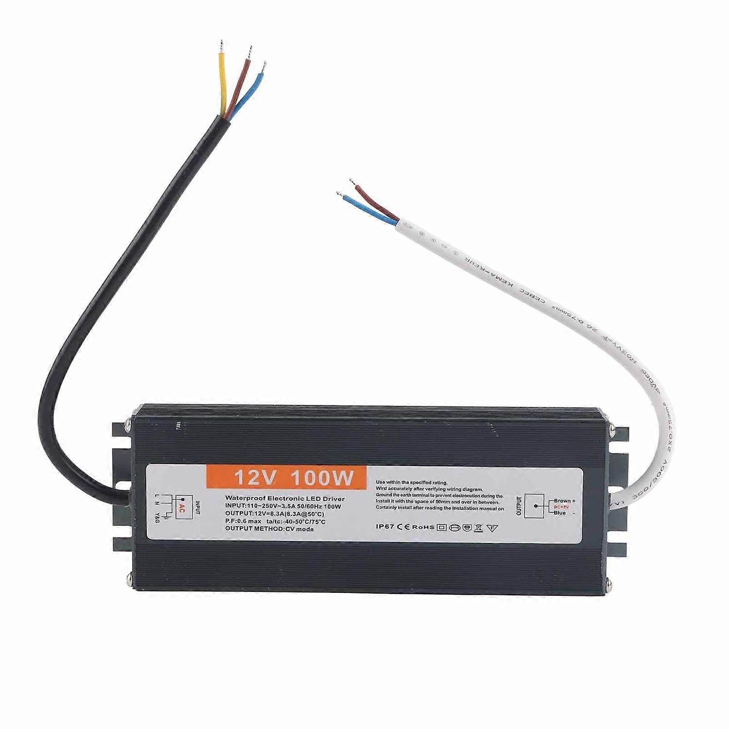100W Ultra Thin Waterproof Power Supply Transformer Adapter LED Driver AC110‑250DC12V