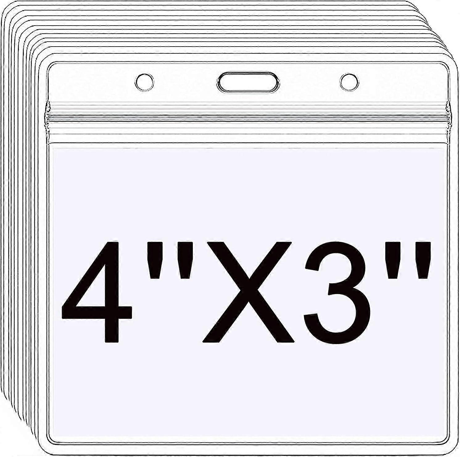12 Pack Badge Holders Card Protector 4 X 3 Badge Holder Large Horizontal 3x4 Name Id Holders Clear Plastic For Large Name Tags Holder