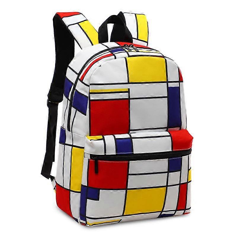 Color Square Casual Backpack Outdoor Large Capacity Handbag Schoolbag High Appearance Level Computer Bag