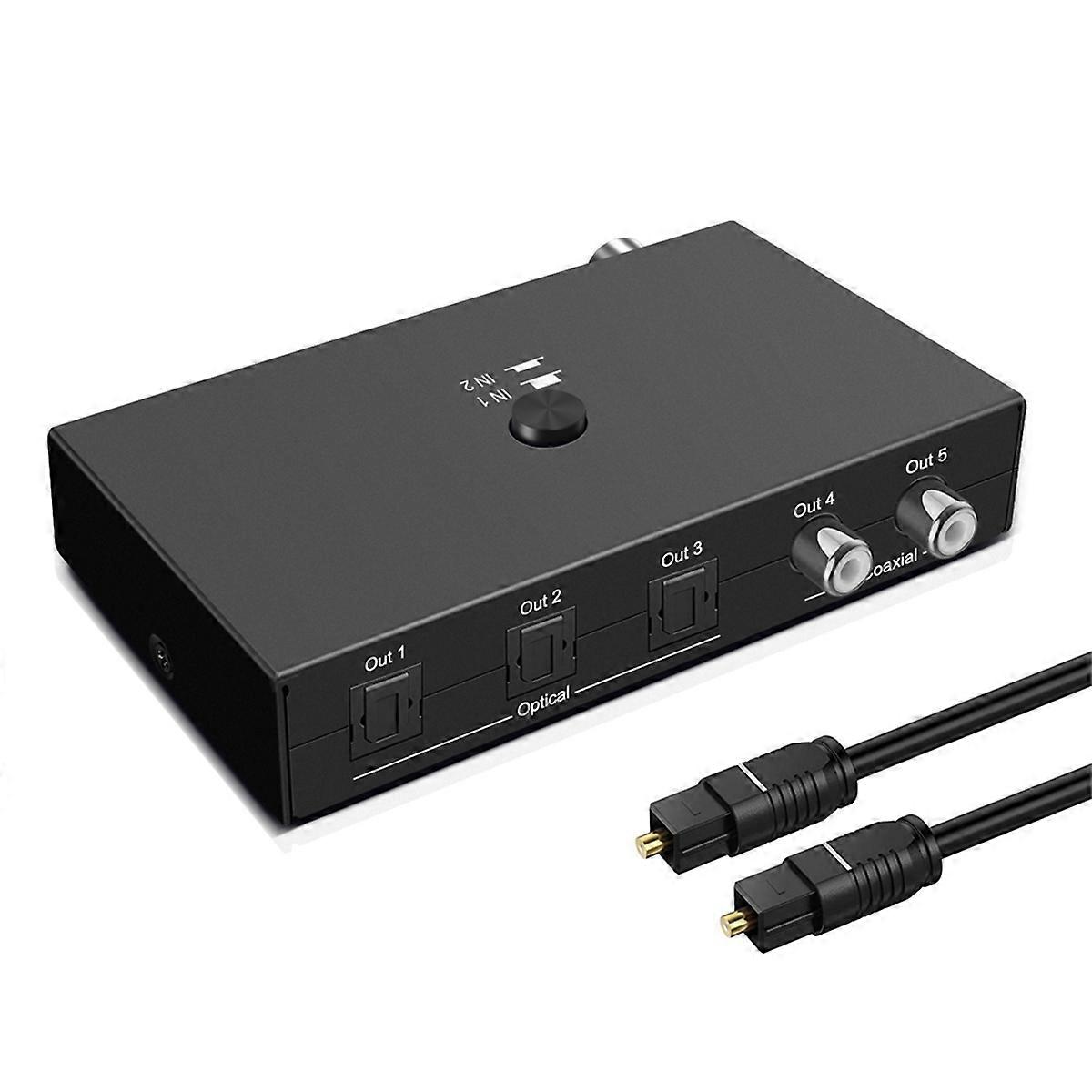 Optische Schakelaar Optische Digitale Audiosplitser 2 in 4 uit Digitale Optische Audiosplitser