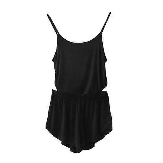 2 Pcs/Set Women Summer Pajamas Solid Color Round Neck Sleeveless Backless Camisole Elastic Waist Shorts Lady Loungewear Sleepwear Set