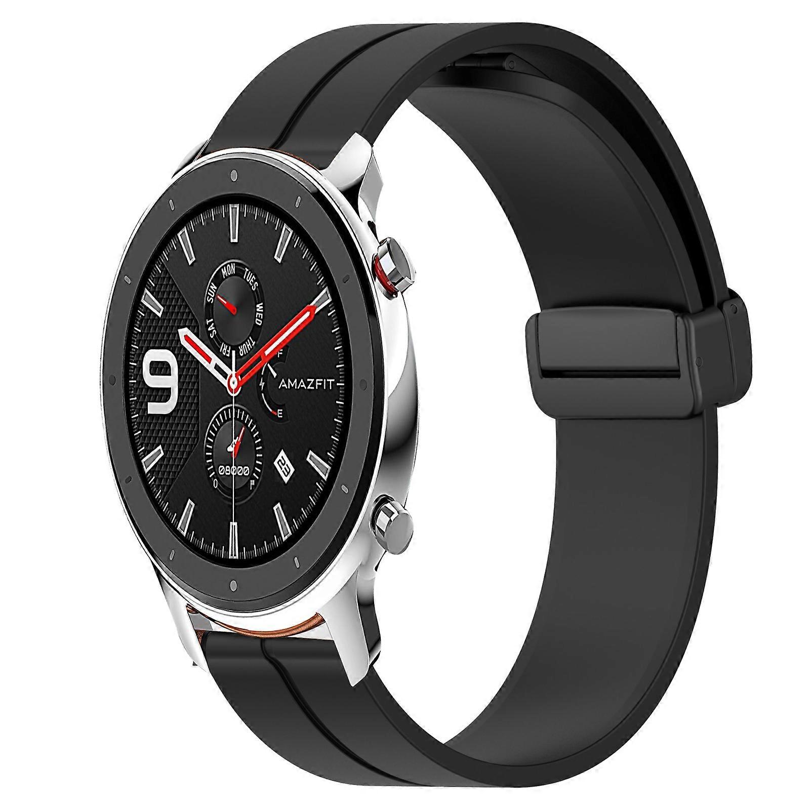 For Amazfit GTR 47mm 22mm Solid Color Magnetic Clasp Silicone Watch Band