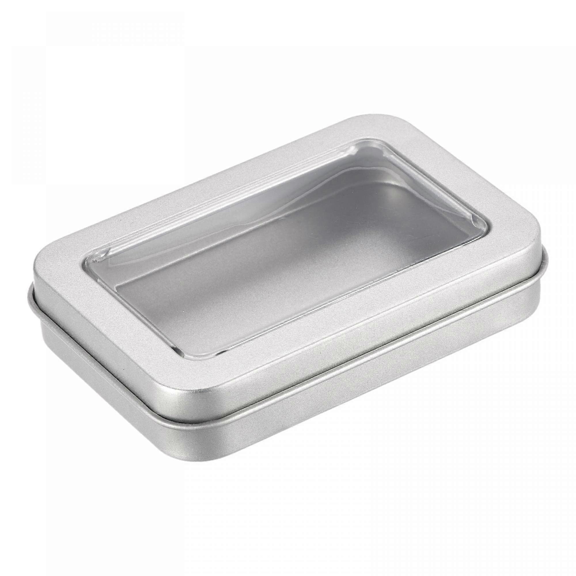8 Pcs Empty Metal Tin Box Storage Containers 3.43" x 2.36" x 0.71" for Small Item Organization Durable and Portable