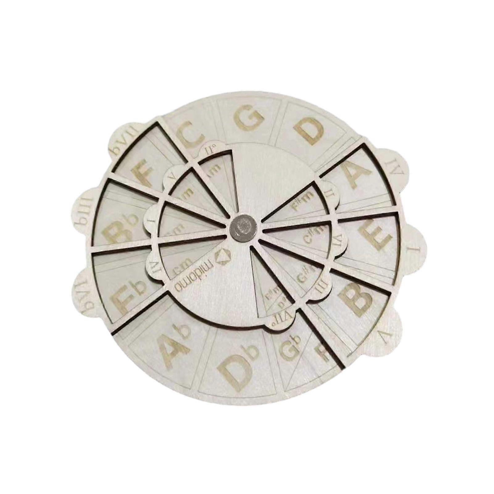 Wood Circle Of Fifths Rotatable Adjustable Heavy Duty Clear Letter Round Musical Disc Chord Theory Music Learning Tool