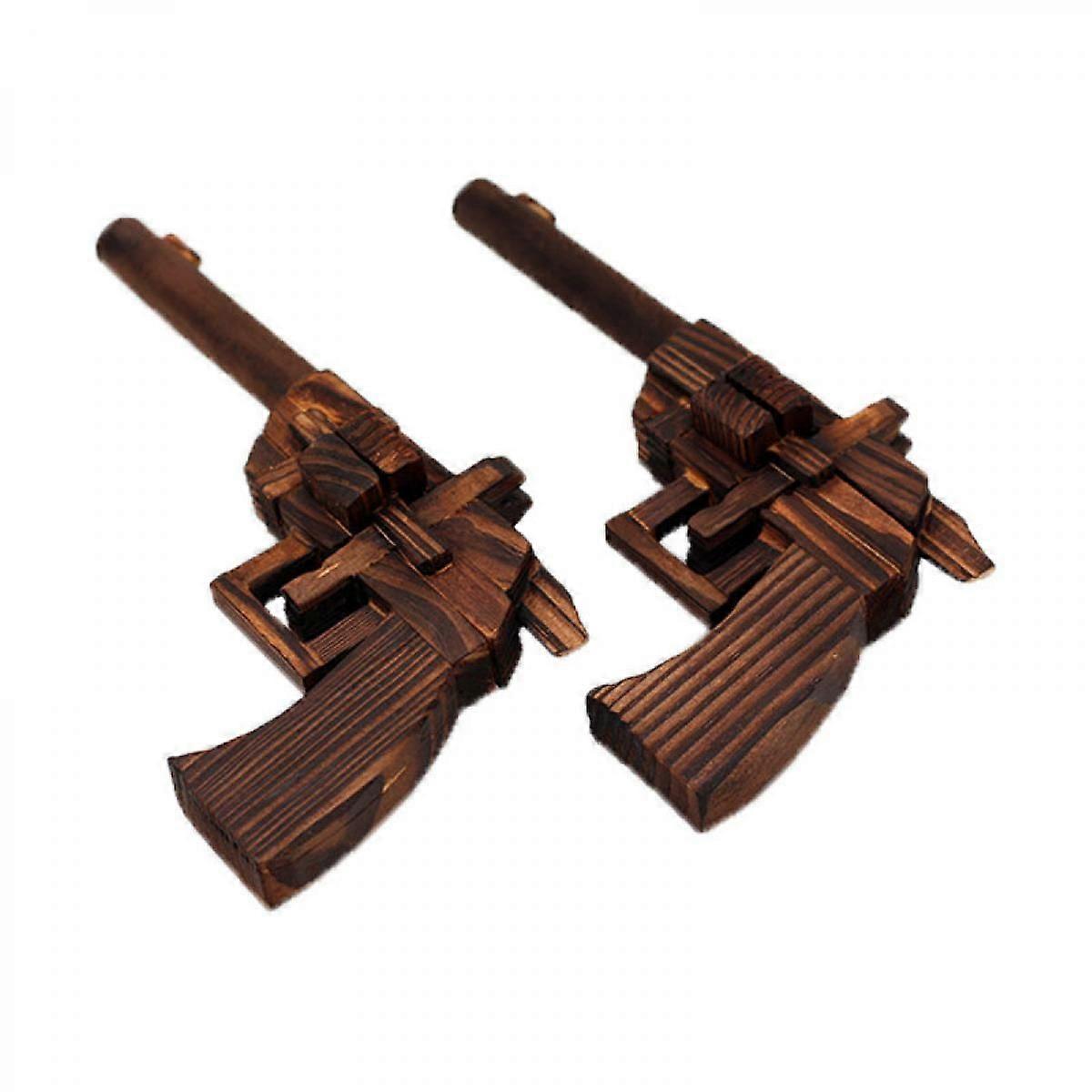 2 יחידות אקדח עץ איכותי עץ ועבודת יד לילדים צעצוע חיצוני 8 אינץ 'אורך
