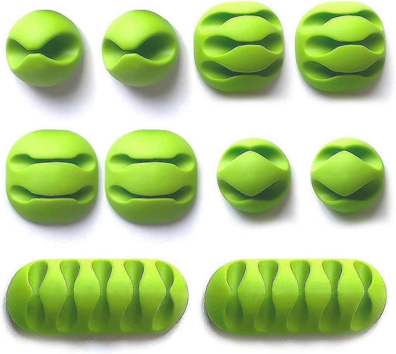 10-pack cable holder multi-hole cable clip cable buckle green