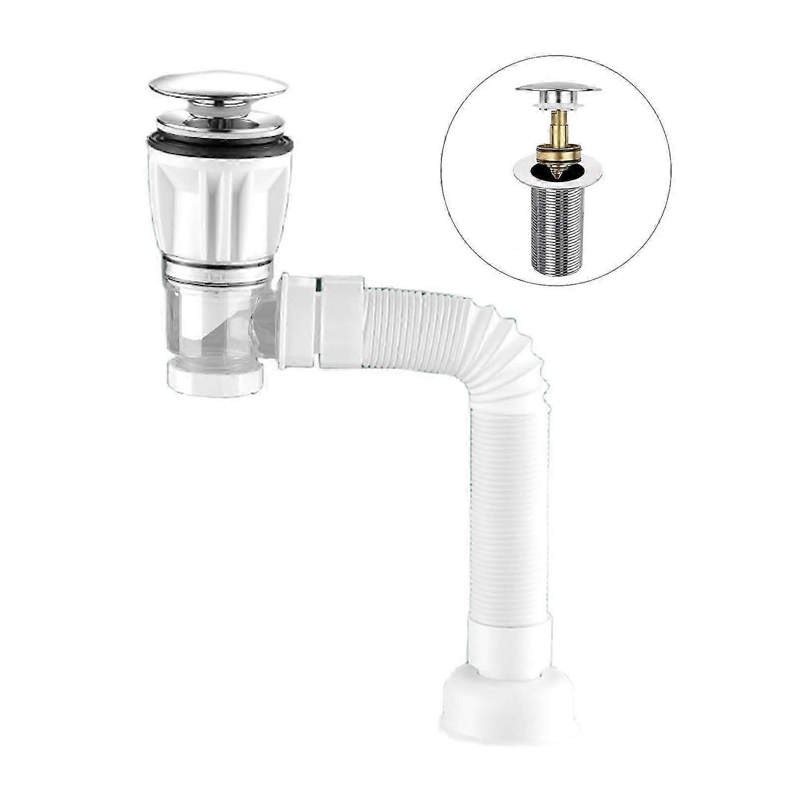 Kit de vidange d’évier de salle de bain avec siphon en P extensible flexible Prévention des odeurs étanche Installation facile Ensemble de tuyaux de vidange d’évier flexible