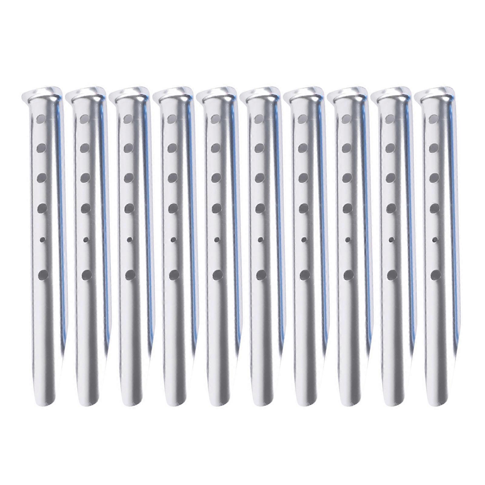 10pcs Alluminio Tenda Picchetti Tenda Chiodi Tenda Pali Neve Picchetti Campeggio Esterno Picchetti per Campeggio, Escursionismo, Spiaggia All'aperto argento
