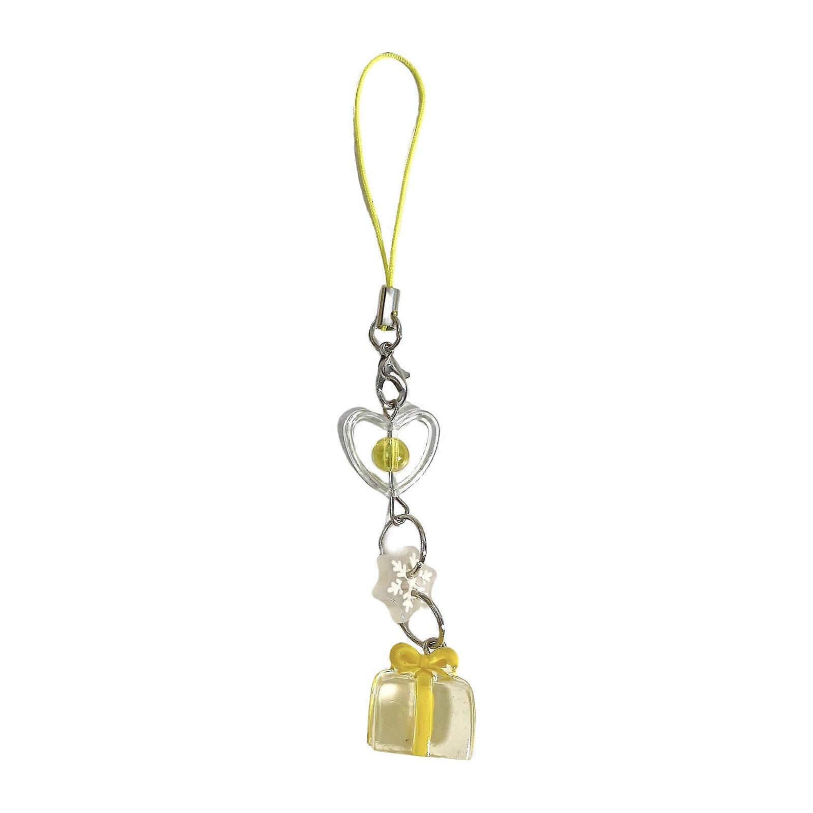 Christmas Snowflake Crystal Phone Charm High Quality Snowflake Crystal Mobile Chain Phone Lanyard For Festival Occasions  Yellow